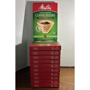 Melitta #6 Cone Coffee Filters Unbleached Natural Brown 40 Count 11 Boxes =440